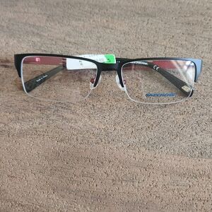 Skechers Black and Red Rectangular Glasses Frame